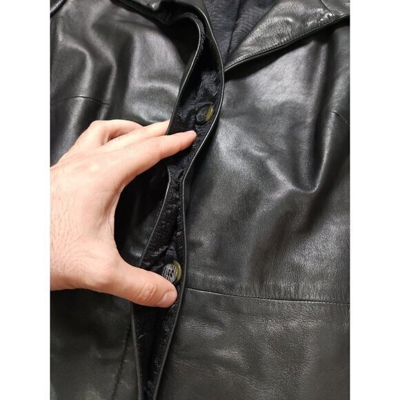 Cole Haan Genuine Lambskin Coat Trench Long Jacket Button Up Womens 10 - Picture 5 of 10